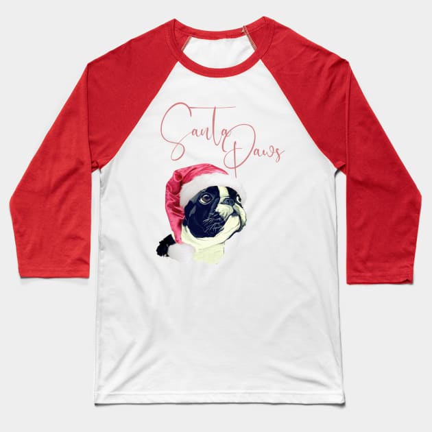 Frenchie Santa Paws Baseball T-Shirt by ERArts